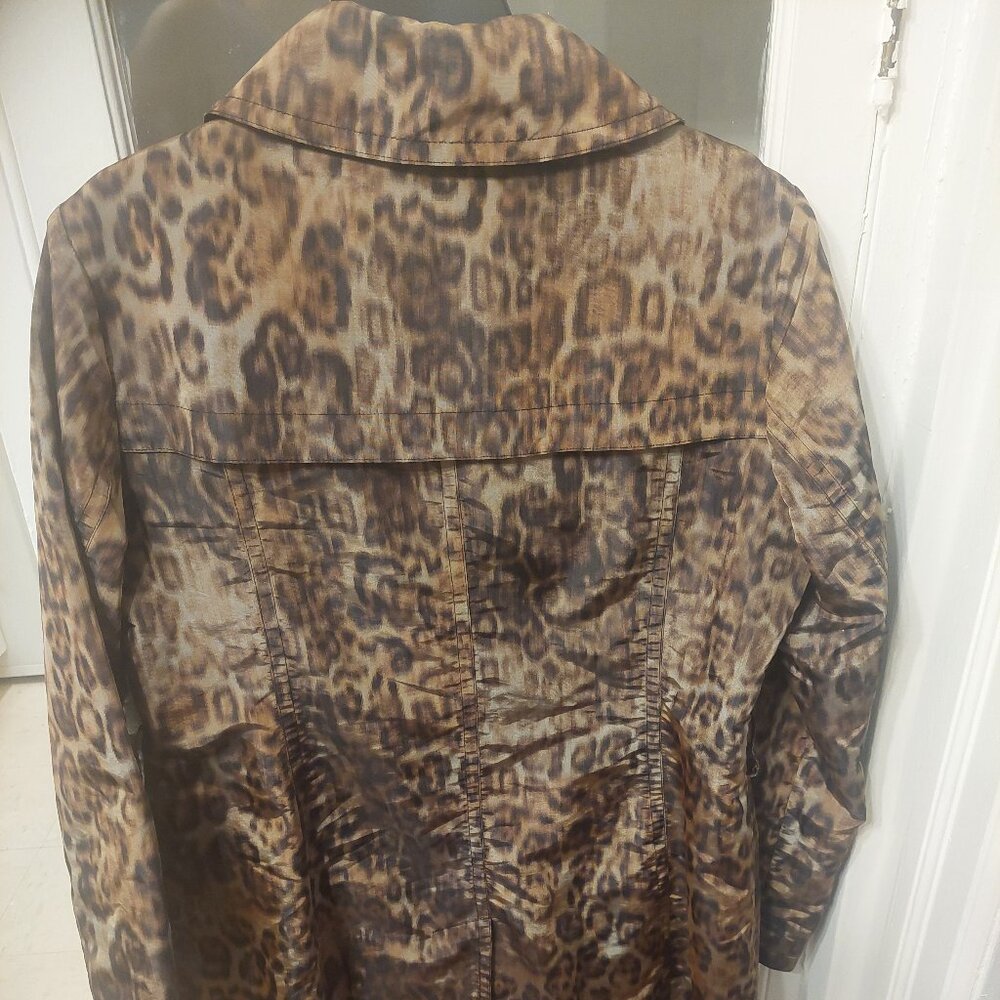 MICHAEL KORS Orange Label Leopard Trench Jacket Coat Sz L / XL GUC - Picture 3 of 8